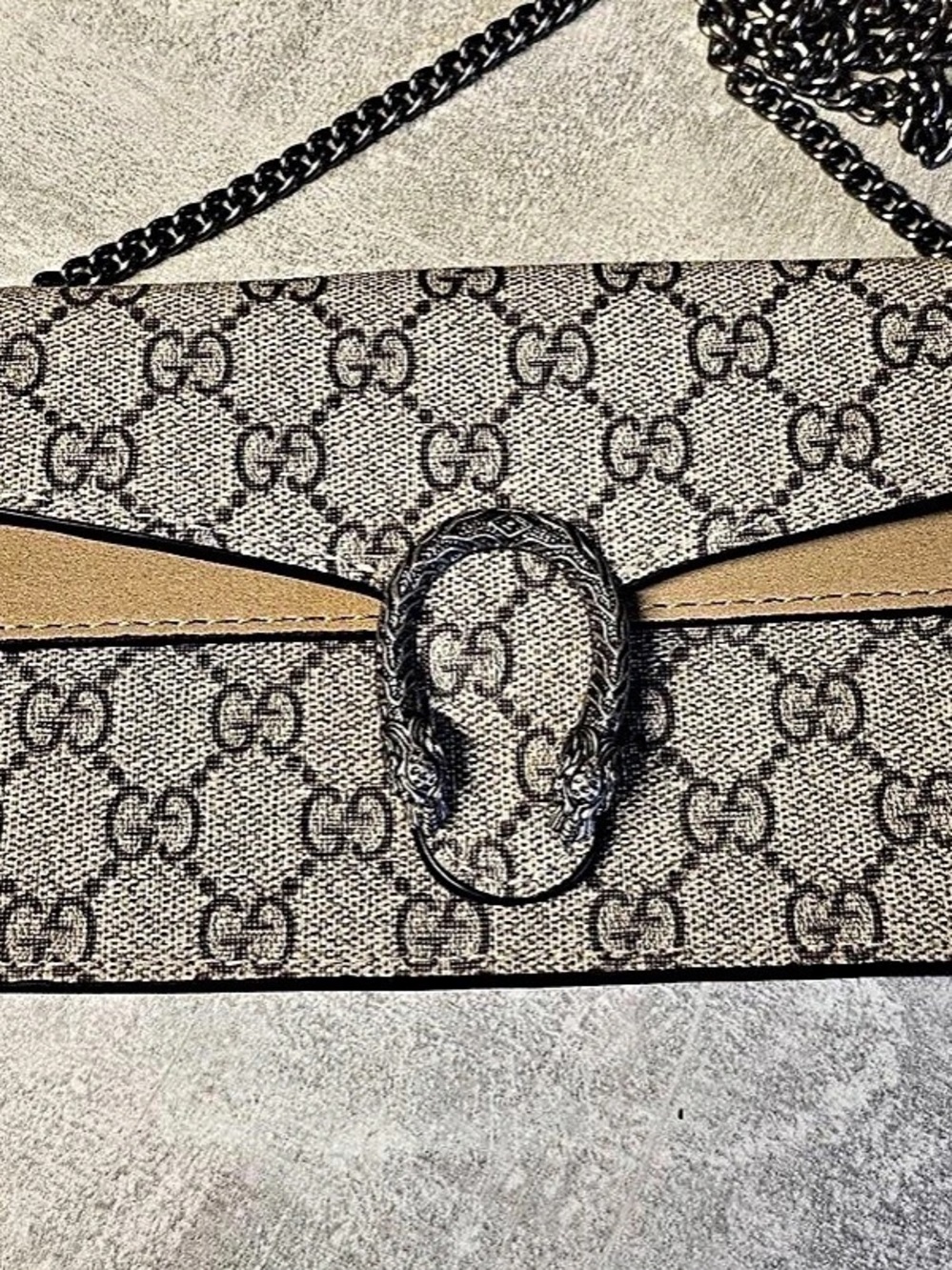 Gucci Dionysus GG Supreme Super Mini Bag Crossbody Brown & Beige